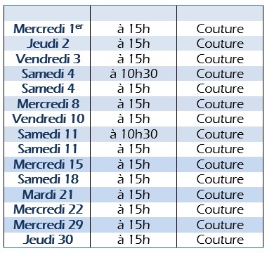 programme atelier mars couture granville